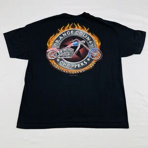 Vintage Y2K Orange County Choppers Biker Flames Shirt Black 2003  Mens Size XXL